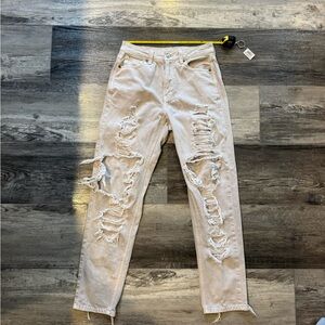 American Eagle Outfitters Distressed Gray Straight Leg Jeans